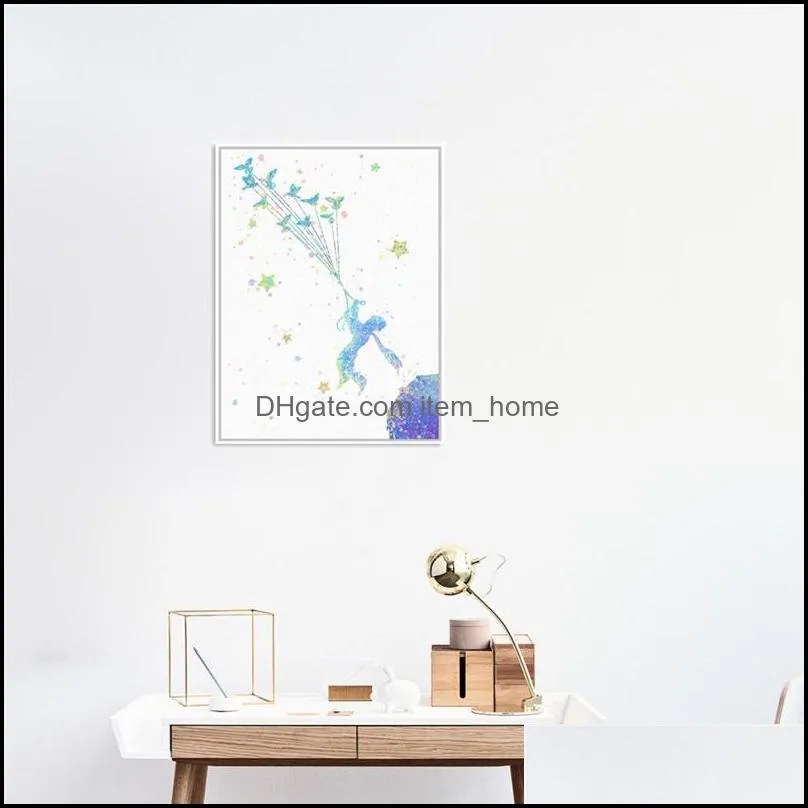 Paintings Le Petit Prince Poster Classic Fairy Tale Canvas Painting Flying Birds Print Wall Art Pictures Nordic Living Room Home Decor