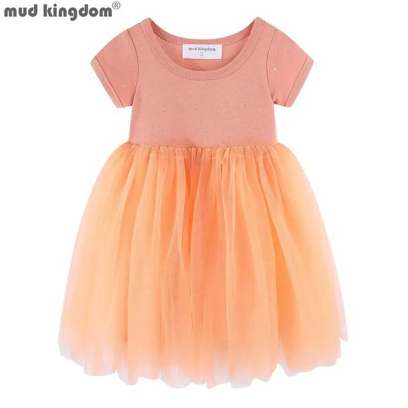 Mudkingdom Sparkly Mädchen Tutu Kleid Prinzessin Plain Kleinkind Kurzarm ES Mädchen Party Tüll Kleidung Kinder Sommer 210615