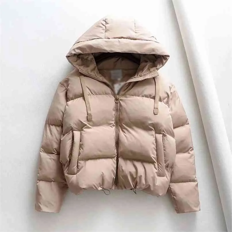 冬のフード付きの綿パッド入り女性のための暖かいジャケットの女性のコート緩い女性パーカーが厚くoutwear 210923