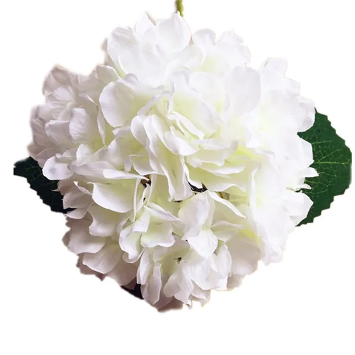 Una flor de hortensia artificial, hortensias grandes falsas de una sola cabeza, flujo de seda para centros de mesa de boda, flores decorativas para fiesta en casa