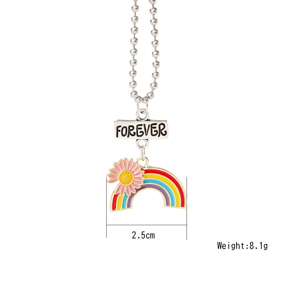 Moda Daisy Rainbow Naszyjnik Emalia Cartoon Dzieci Dobrzy Przyjaciele Na zawsze Wisiorek Naszyjniki Biżuteria Prezent