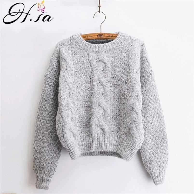 H.Sa Kobiety Swetry Ciepłe Pullover i Bluzy Crewneck Mohair Pullover Twist Pull Sumpers Jesień Dzianiny Swetry Boże Narodzenie 211103