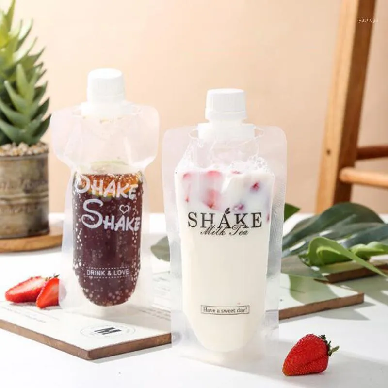 Storage Bags 20pcs Stand Up Plastic Drink Packaging Bag Spout Pouches For Beverage Liquid Juice Milk Shake Coffee