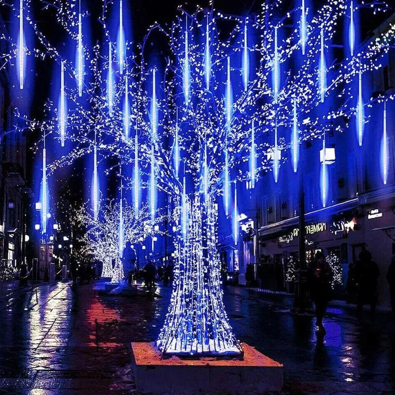 Strings Waterproof 30/50CM 8 Tube Meteor Shower Rain LED String Light Outdoor Garden Christmas Party Snow Falling Icicle Cascading