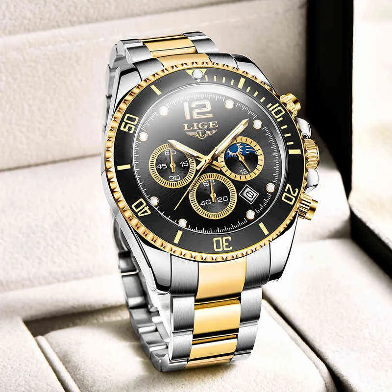 Montres Pour Hommes Warterproof Sport Hommes Montre LIGE Top Marque De Luxe Horloge Homme D'affaires Quartz Montre-Bracelet Relogio Masculino 210527