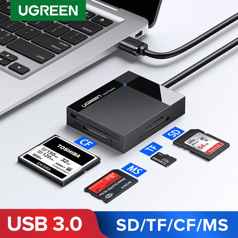 Lecteur De Cartes USB 3.0 SD Micro SD TF CF MS, Adaptateur De Carte Flash  Compact Pour Ordinateur Portable, Lecteur De Cartes Multiples 4 En 1  Intelligent Du 15,81 €