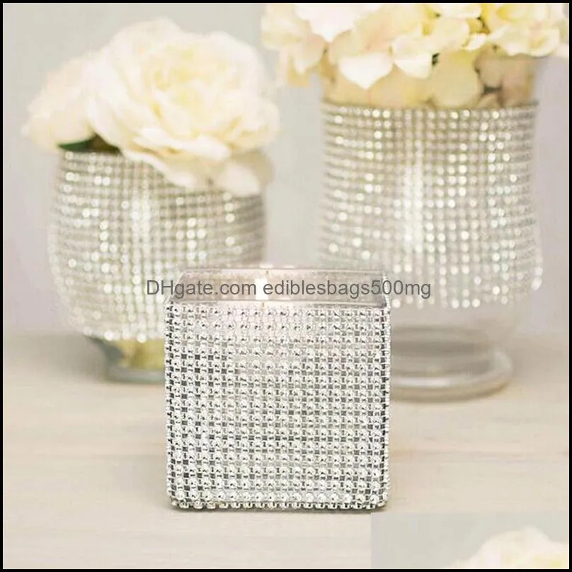 Napkin Rings 24 Rows Rhinestone Wedding Banquet Holder Wrap Buckle Chair Sashes Bow Covers El Party Decor