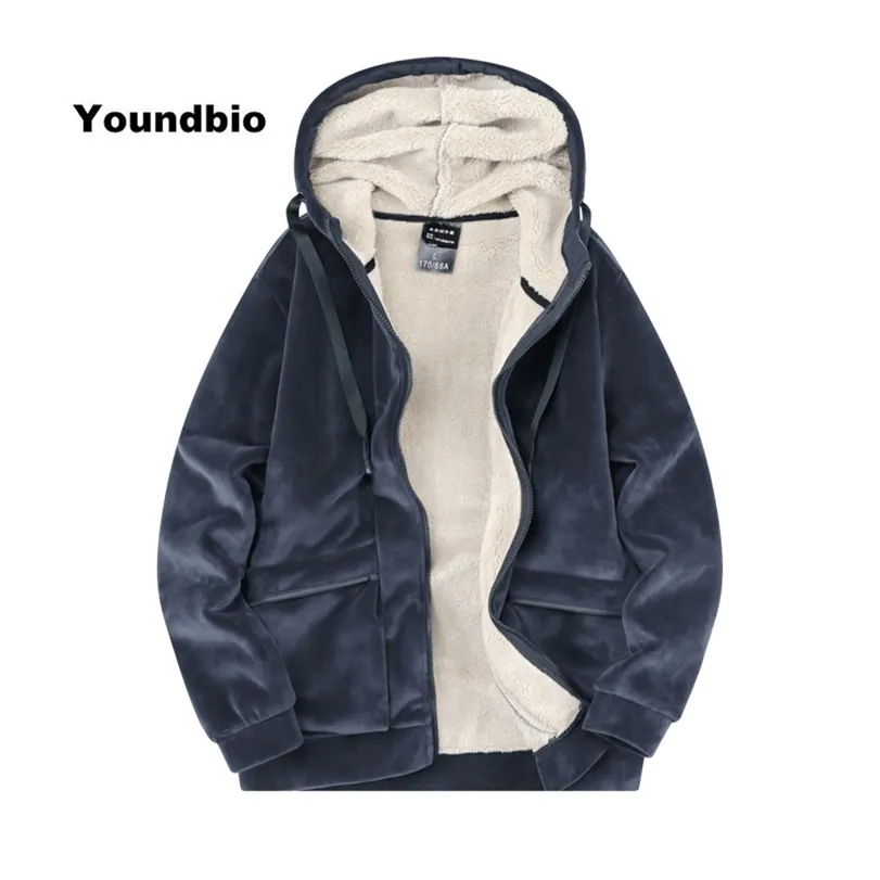 Män Varm Vinter Fleece Pullover Solid Streetwear Jackor Windbreaker Coats Hooded Casual Jacket Outwear Man Plus Storlek L-8XL 211214