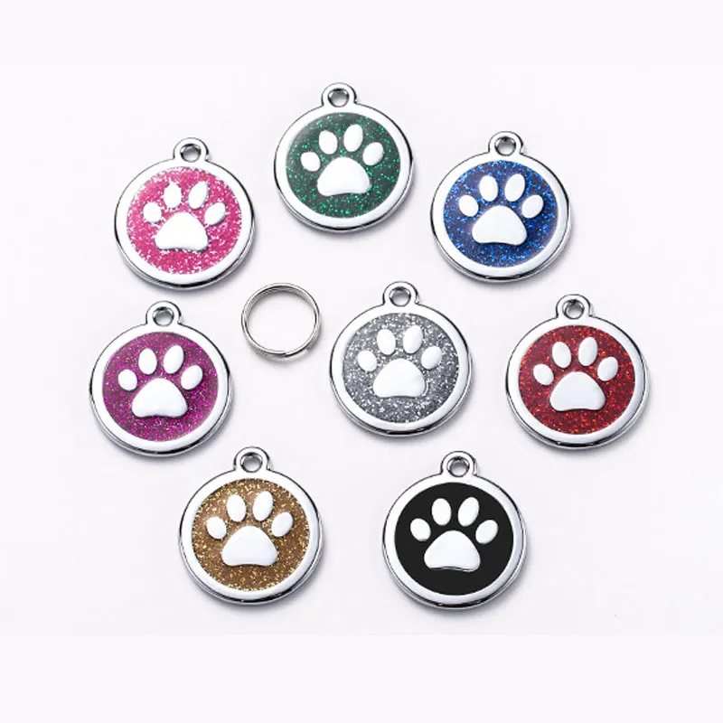Metal Pet Tag Zinc Alloy Jewelry Accessories Epoxy Identity Card Dog Brand Footprints Cat Dog Collar