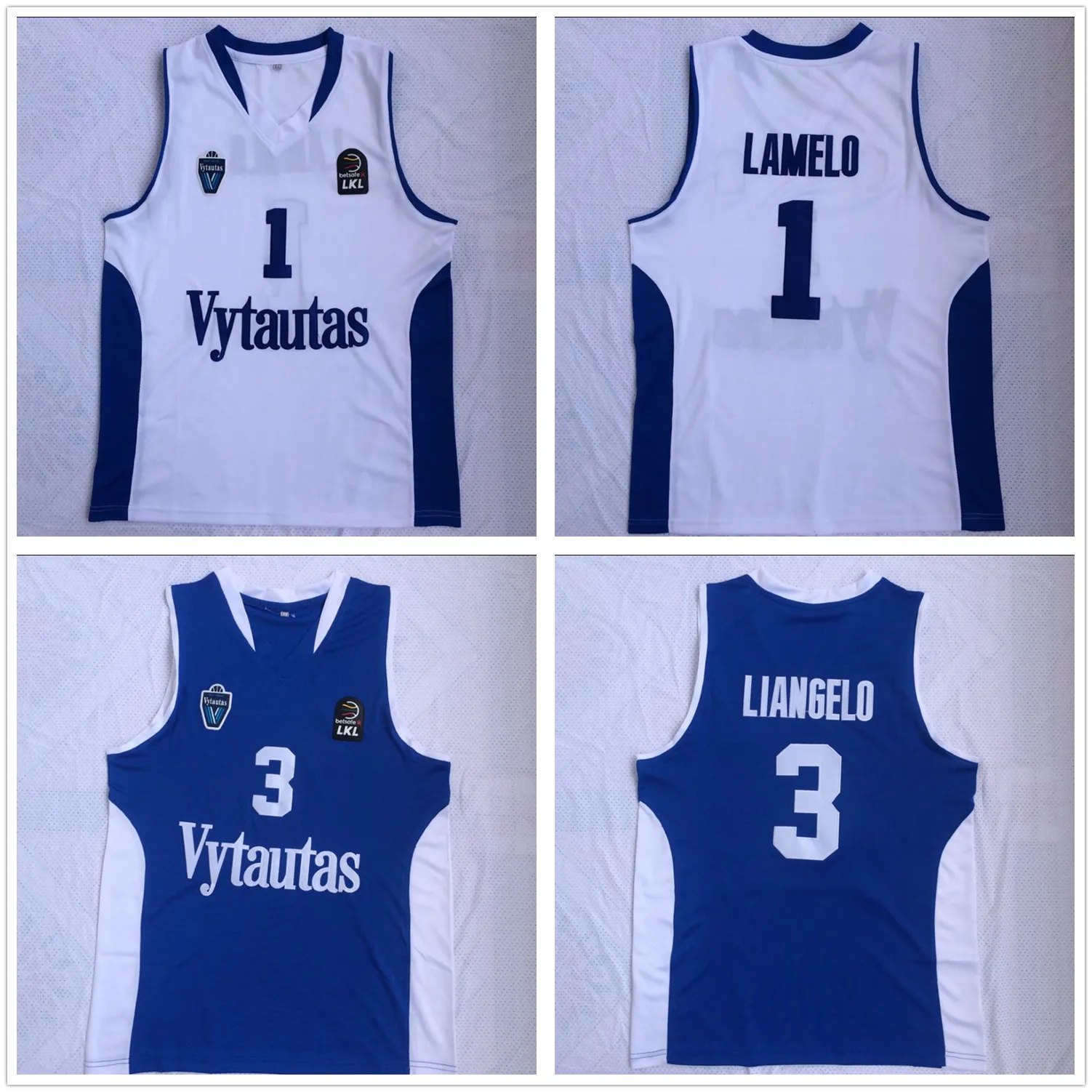 Basketbal jerseys NCAA Litouwen prienu Vytautas basketbal shirt 1 lamelo ball jersey 3 Liangelo uniform allemaal gestikt goed team blauw wit