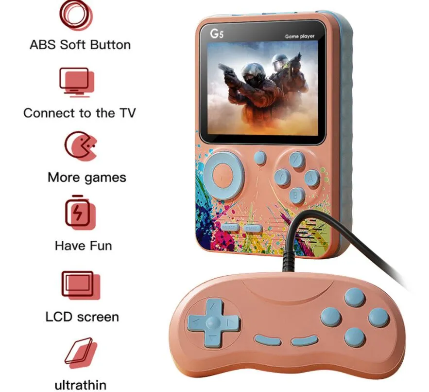 500 في 1 المحمولة ألعاب الفيديو g5 الرجعية لعبة لاعب مصغرة الألعاب وحدة التحكم HD شاشة LCD اثنين الأدوار gamepad هدية عيد ميلاد للأطفال مع تحكم 001