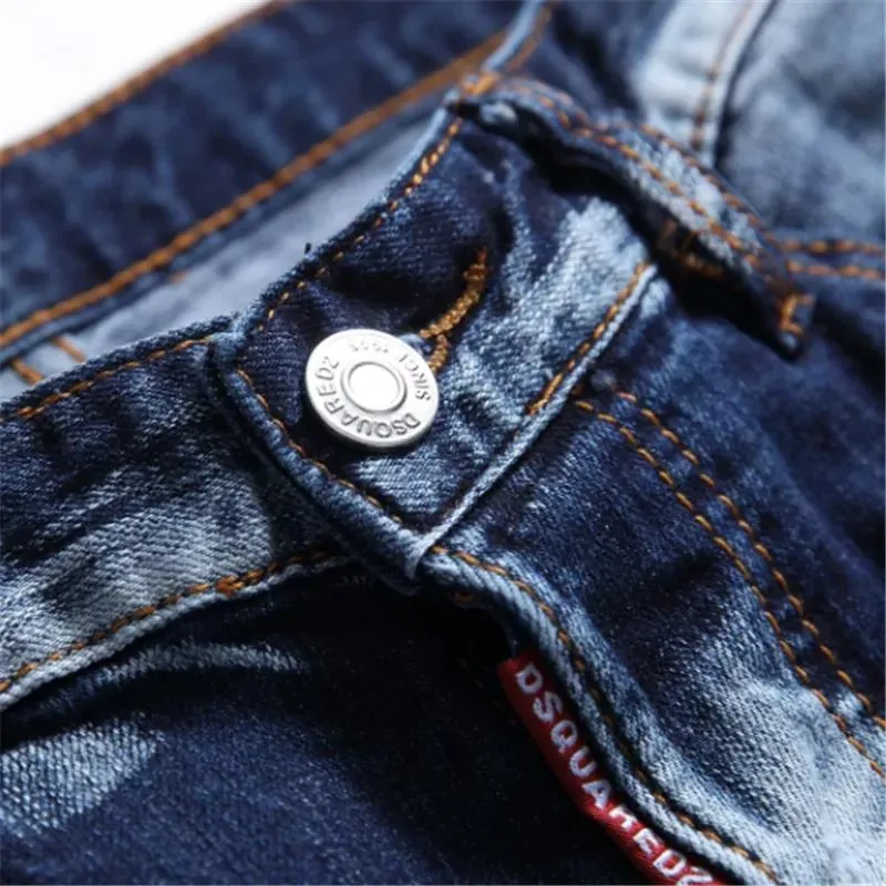 Jeans pour hommes Italie Pantalon de chaîne Hommes Slim Denim Pantalon Bleu Crayon pour 1093269h