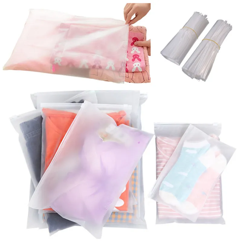 Plastic Storage Bag Frosted Travel Cosmetics Clothes Bags Transparent Zipper Pouch Portable Package for Gift Jewelry