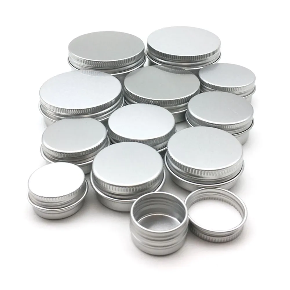 Aluminum Jar Tins 20ml 39*20mm Screw Top Round Aluminumed Tin Cans Metal Storage Jars Containers With Screws Cap for Lip Balm Containers 5ml 10ml 15ml 25ml 30ml 35ml