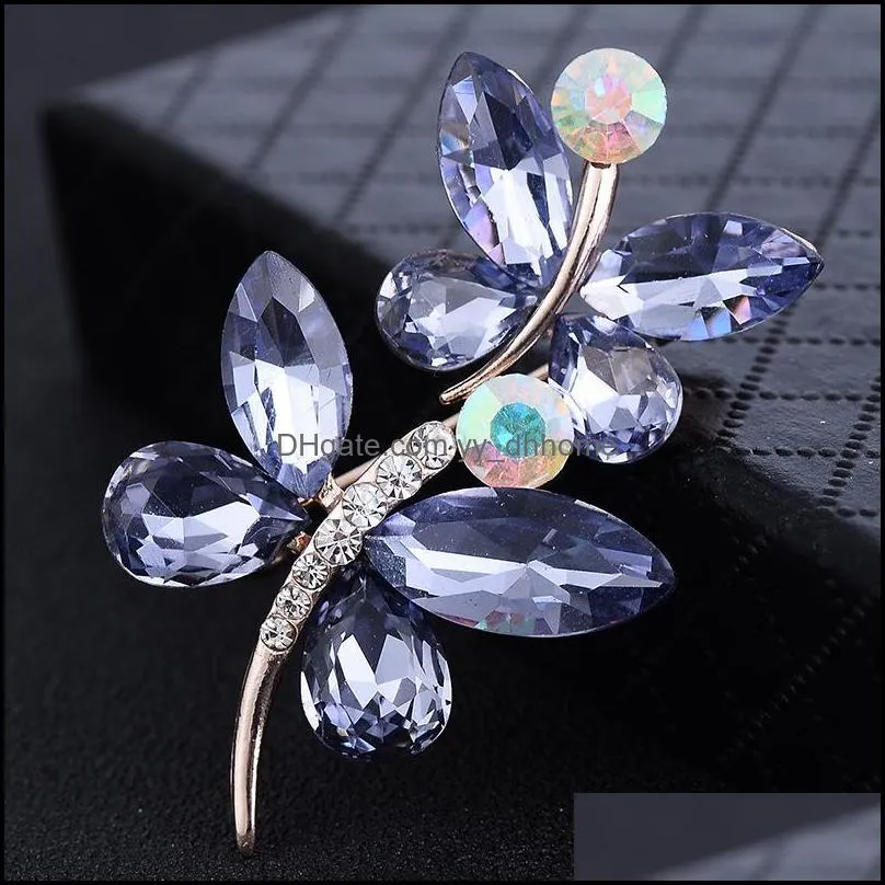 Pins, Brooches Elegant Shinning Glass Crystal And Rhinestones Leaf Flower Butterfly Pins For Women Fashion Jewelry Gifts Year
