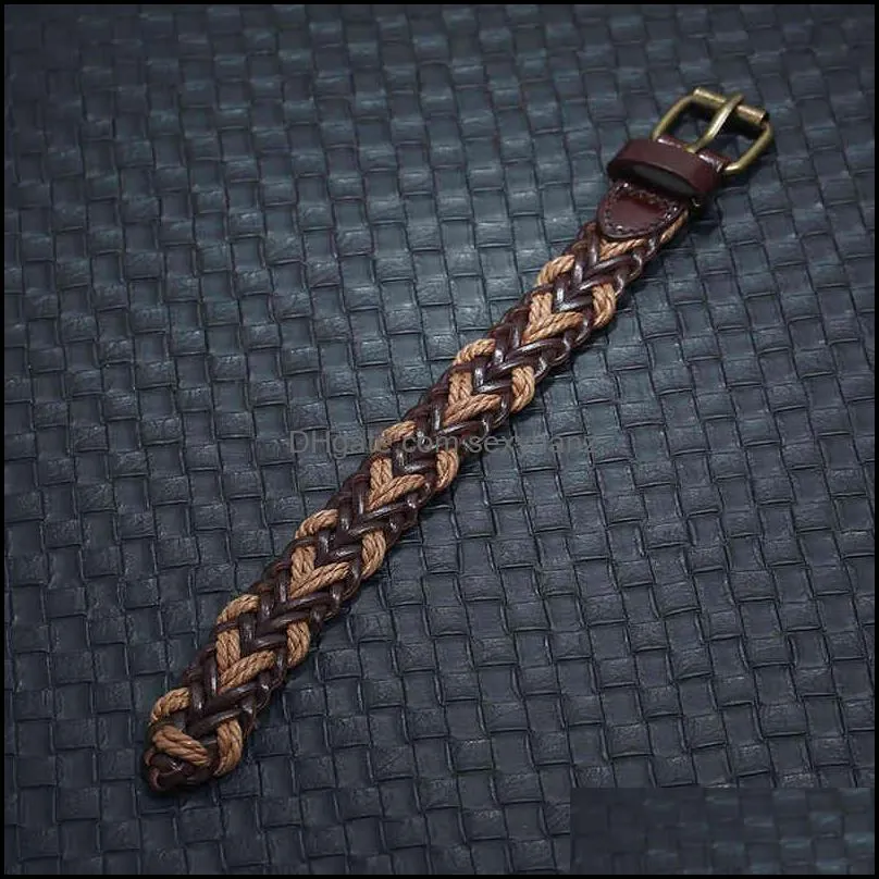 Bracelets bracelet woven cowhide simple personality street shoot men`s jewelry leather
