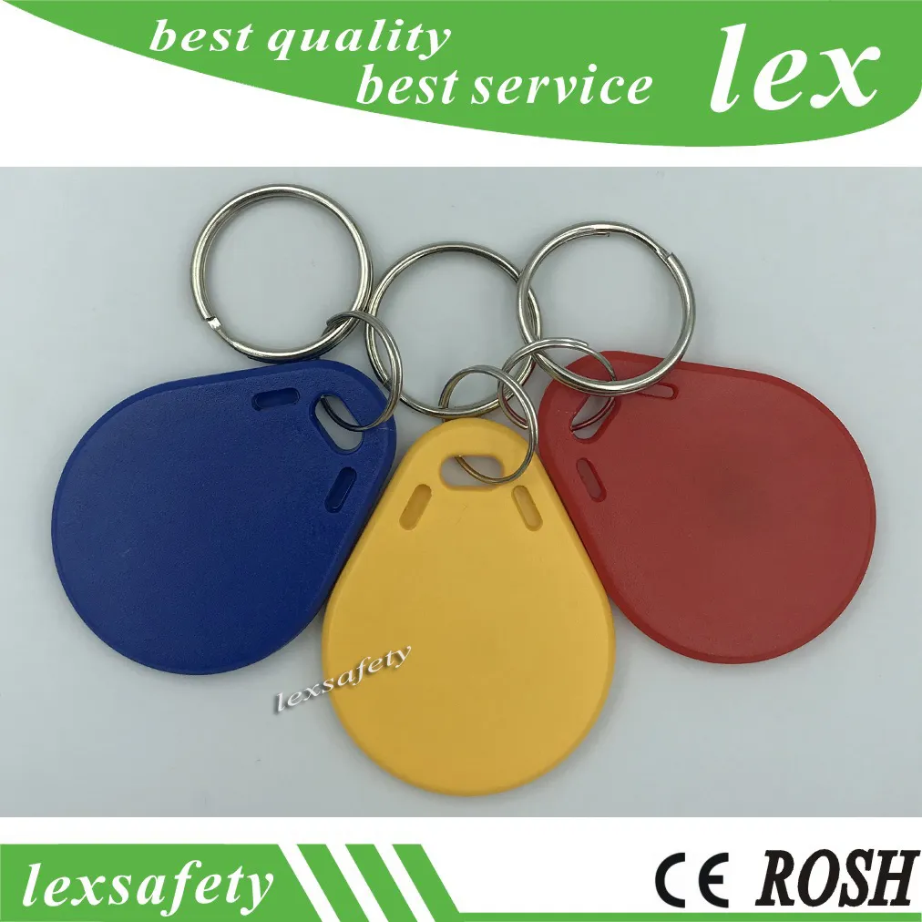 100 unids/lote ISO11785 Tk4100 / EM4100 125kHz tarjeta clave llaveros personalizados etiqueta de plástico RFID Control de acceso Fobs