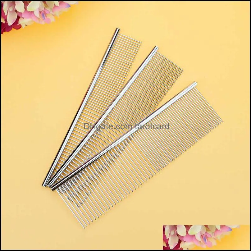 S/M/L Pet Double Row Comb Stainless SteelLice Rake For Puppy Dog Cat Long Hair Shedding Grooming Brush 50pcs