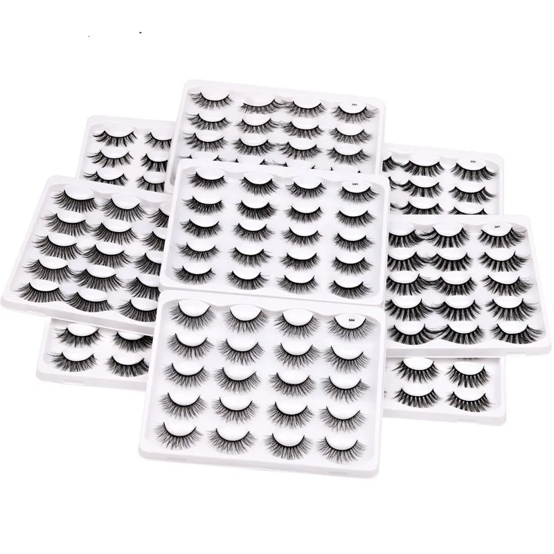 DHL 10Pairs 1 Box Eyes Health Beauty Delivery Eyleshes Natural 3D Mink Falso Maquiagem Lashes em massa Maquiagem