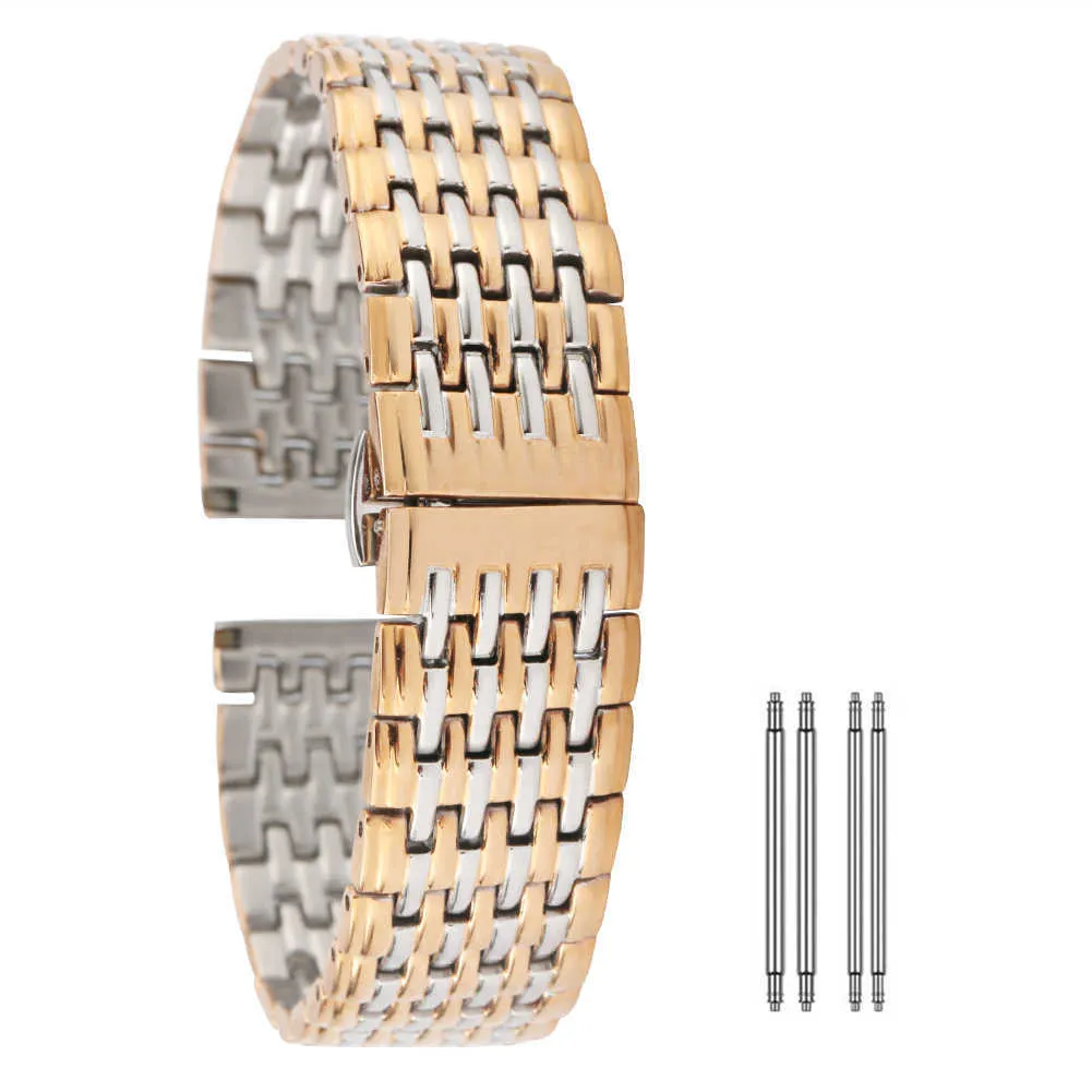 Grande de prata ouro de prata relógio de aço inoxidável para homens 20mm 22mm relógios de metal pulseira pulseira pulseira de pulso de reposição faixas de relógio H0915