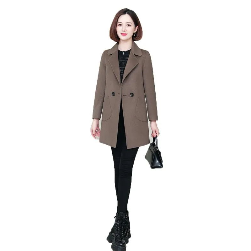 Dameswolmengsels herfst winter wollen jas vrouwen 2021 mode plus size jas Mid-length toevoegen katoenen temperament bovenkleding GH997