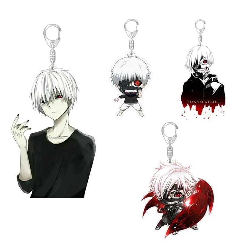 1pcs Tokyo Ghoul Keychain Kaneki Ken Key Chain Pendant Acrylic Anime Accessories Cartoon Key Ring G1019