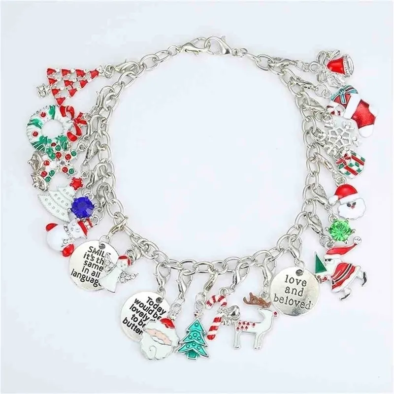 Chirstmas Children's Beaded Bracelet Gift Box Set DIY Fashion Girls Jewelry Kids Colorful Santa Xmas Tree Hand Decoration Gift Suit H8114BU