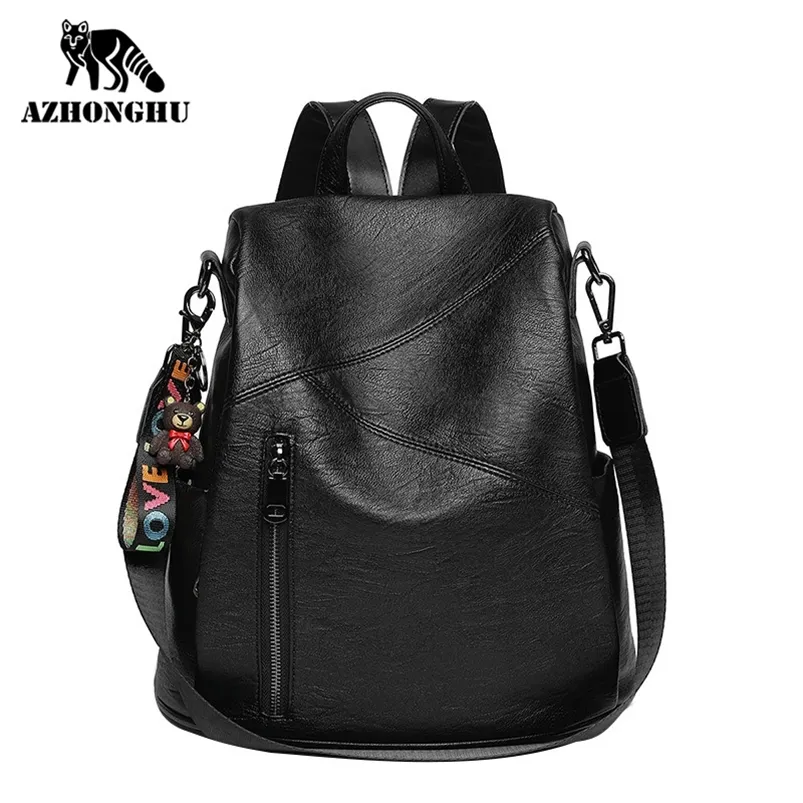Backpack Women Wave Anti-Theft Travel Bag Korean Version Of The Wild Fashion Large Capacity Soft Leather Women's Backpack 210922