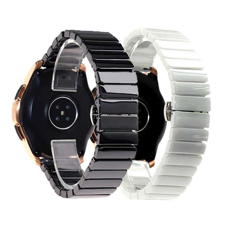 Fashion Black White Ceramic 16 18 20 22mm Wide Watch Band för Huawei Bracelet Fitbit Samsung Mäns Kvinnors Klocka Strap Wristband H0915