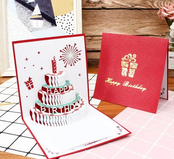 2022 NOUVELLES décorations de fête enfants cartes de voeux fête d'anniversaire faveurs 3D anniversaire pop up cartes carte de voeux 12 styles par lot