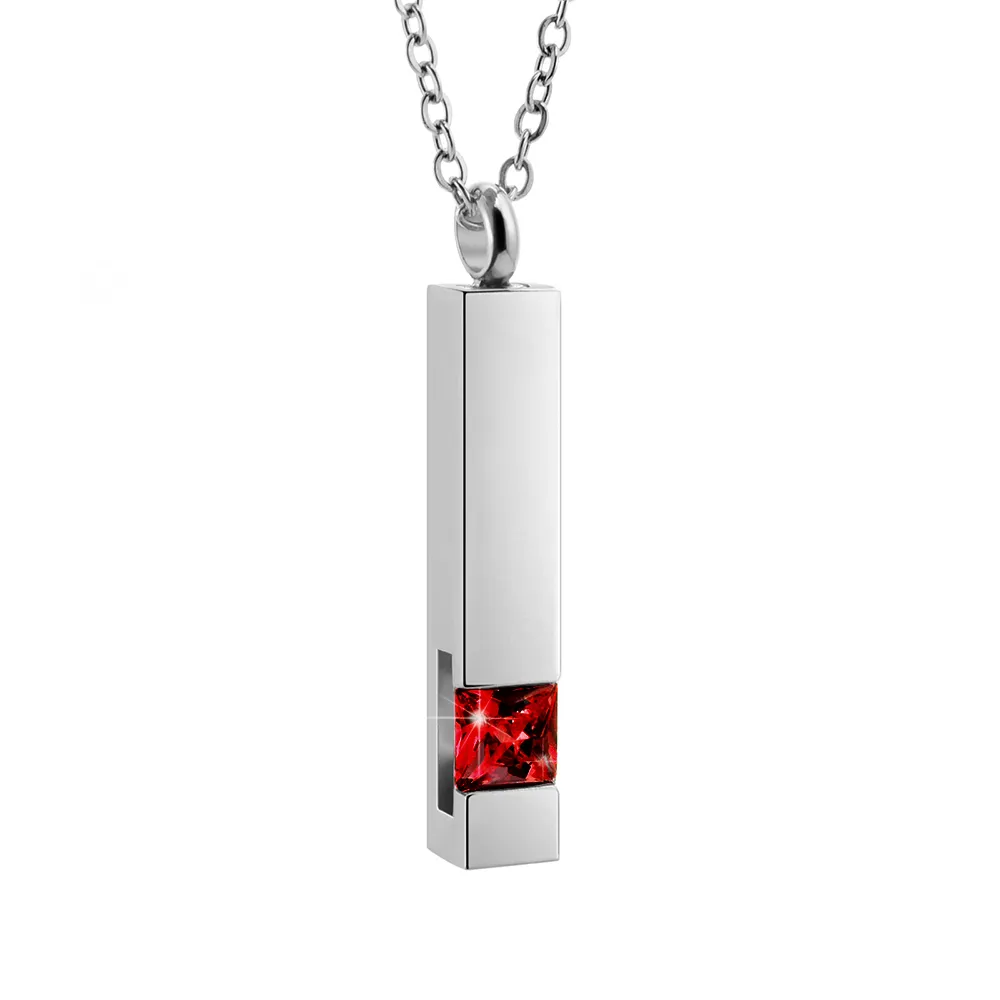 Rektangel kan vara inristad Memorial Pendant Pet Human Funeral Ashes Keepsake Cremation Locket Halsband Smycken för män / ms