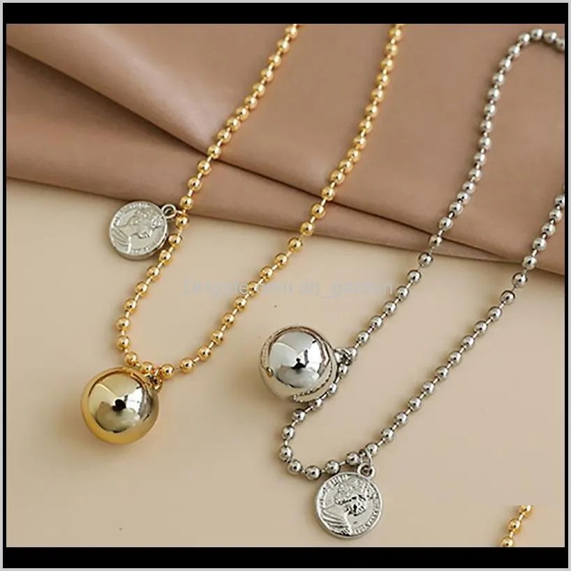 ZHINI Hip hop Oval Thick Chain Metal Ball Chain Necklaces for Women Gold Silver Color Ball Long Choker Necklace Wedding Jewelry