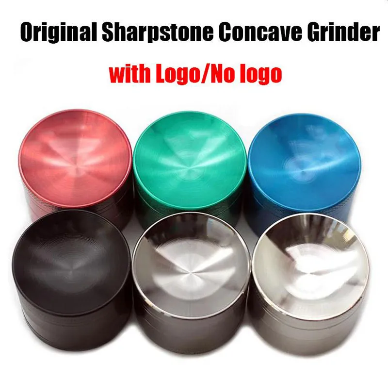 100% Real Sharpstone Grinders Other Smoking Accessories Metal Alloy Herb Flat and Concave Tobacco Sharp stone 4 Layers 40/50/55/63mm Big Grinder