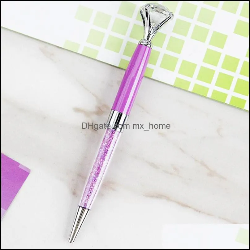 Colorful Diamond Pen Big Crystal Ballpoint Pens Stationery Ballpen Oily Rotate Twisty Black Refill 12 Colors