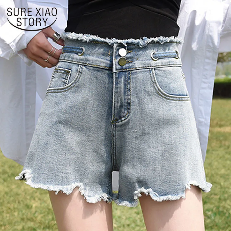 Summer Casual High-Waisted Loose Wide-Leg Women Shorts Denim Korean Short Jeans Femme 9516 210510