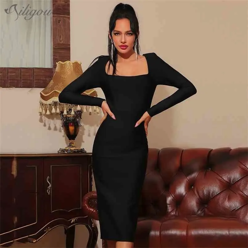 Женские летние сексуальные с длинным рукавом черные о-раза средняя длина bodycan повязка платье элегантный клуб вечеринка Vestidos 210525