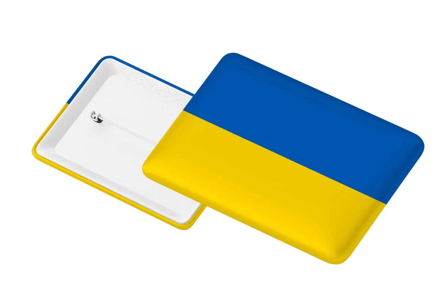 Bouton Rectangle Drapeau Ukraine | Soutenez l'Ukraine Pin | 2.75"x1.75" Pin arrière Bouton