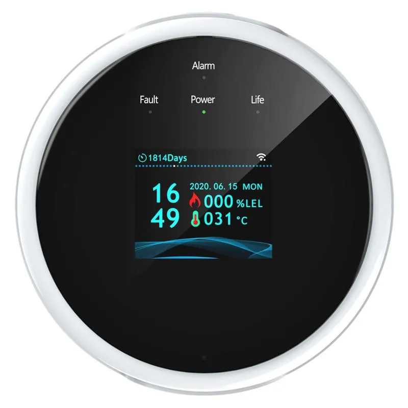 Analizzatori di gas Wifi Sensore naturale Rilevatore di allarme GPL intelligente per combustibili domestici Rilevatori di temperatura di perdita