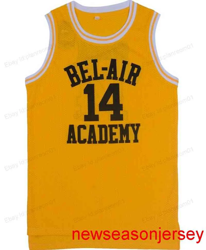 Сшитый Уилл Смит 14 Свежий принц Академия Bel Air Basketball Jersey Men's XS-6xl Custom Любые названия баскетбольные майки