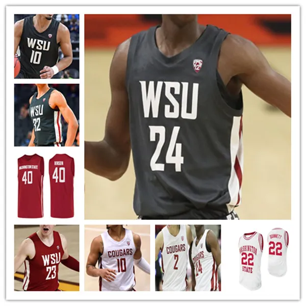 Custom College Basketball Washington State Cougars Maglie WSU Noah Williams Michael Flowers Tyrell Roberts Klay Thompson Dishon Jackson D.J. Rodman Jakimovski