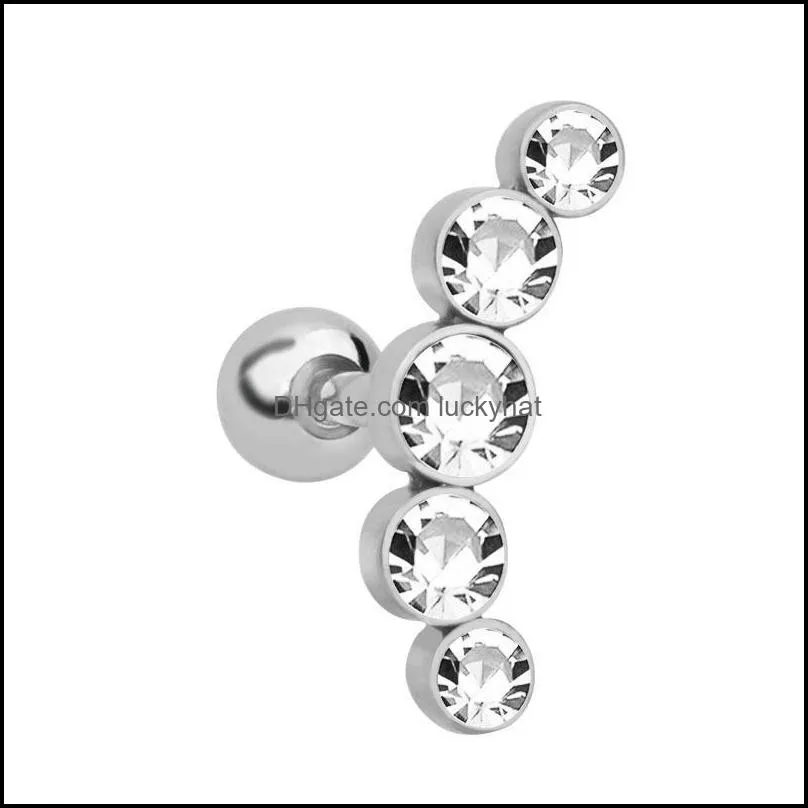 Allergy free Stainless steel Diamond stud earrings Pierced body jewelry for women fashion jewelry will and sandy gift