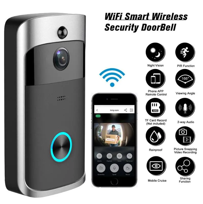 50Sets Wifi doorbell Camera Smart WI-FI Video Intercom Door Bell Video Call For Apartments IR Alarm Wireless Security Camera V5 dhl/fedex