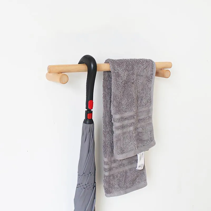 Handdoekrekken 3 stks badkamer houten rek met haken muur gemonteerde houder gratis stotende kleding doekjes droogorganisator