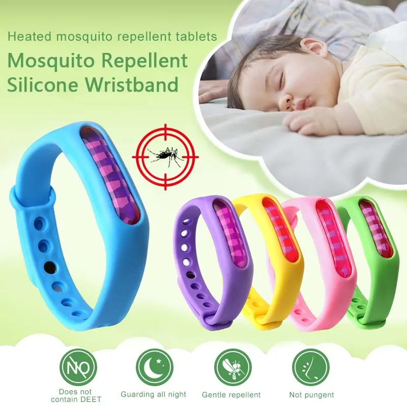 Kid Mosquito Repellent Bracelet Pest Control Silicone Wristband Plant Essential Oil Capsule Band Killer Waterproof Insect Bug for Kids Adults Outdoor Travel