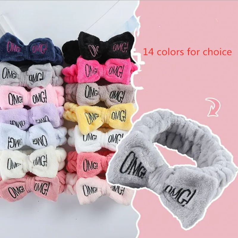 OMG Headbands Women Bowknot Hairbands Elastic Headwraps Girls Turban Cute Hairlace Bow Hair Band for Makeup face Wash Spa Yoga Shower