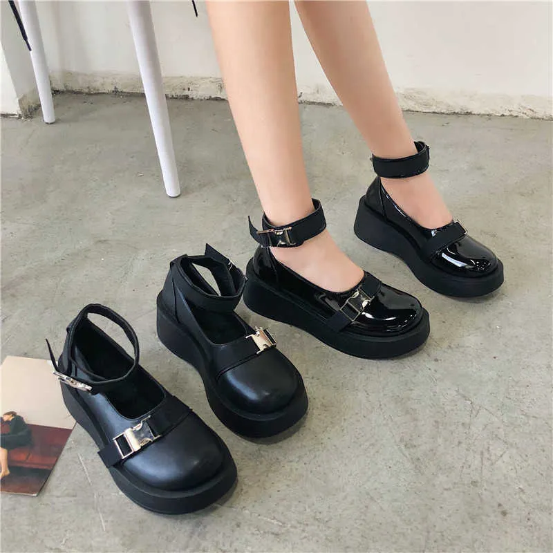 Coreano sapatos dedo do pé redondo outono calçado feminino calçados casuais All-Match Clogs Plataforma Oxfords Mulheres 2021 Fall Dress Novo Y0907