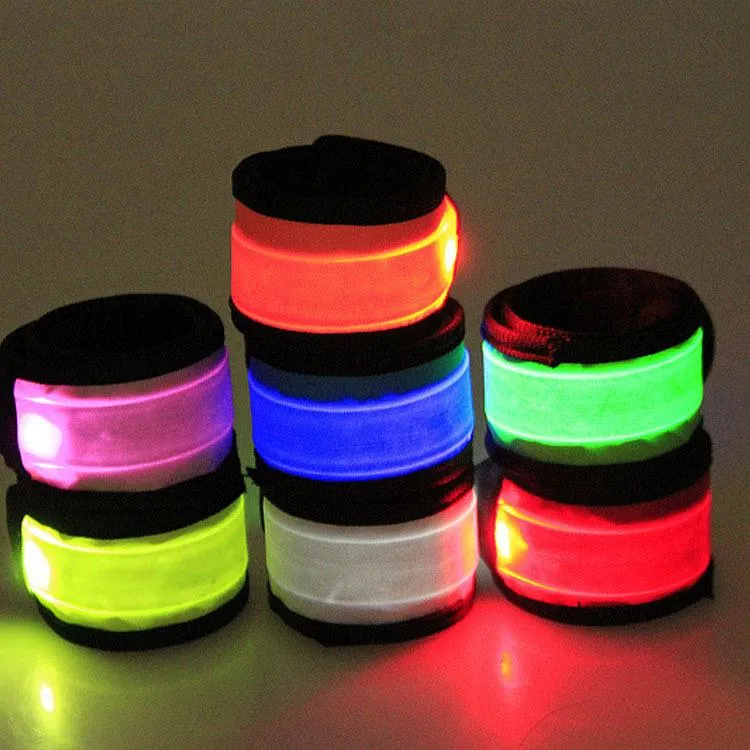 Nylon LED Sports Slap Wrist Strap Bands Wristband Light Flash Bracelet Glowing Armband Flare Strap Party Concert Armband LED Flashing Toys DH8456