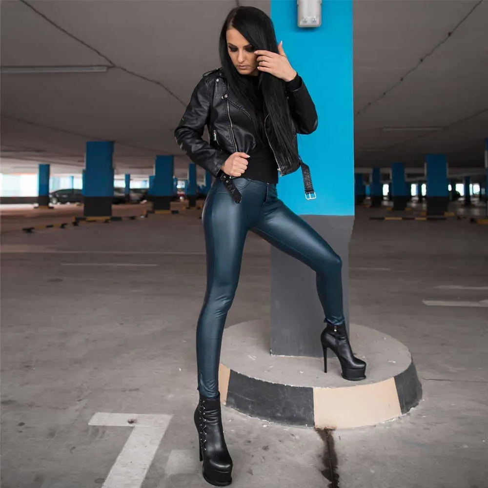 Leggins Clarabel Azul Marino. Leggins con efecto encerado. Leggins de moda