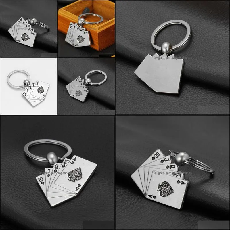 2021 poker key rings alloy pendant keychain handbag hangs fashion jewelry promotion Gift will and sandy key chain