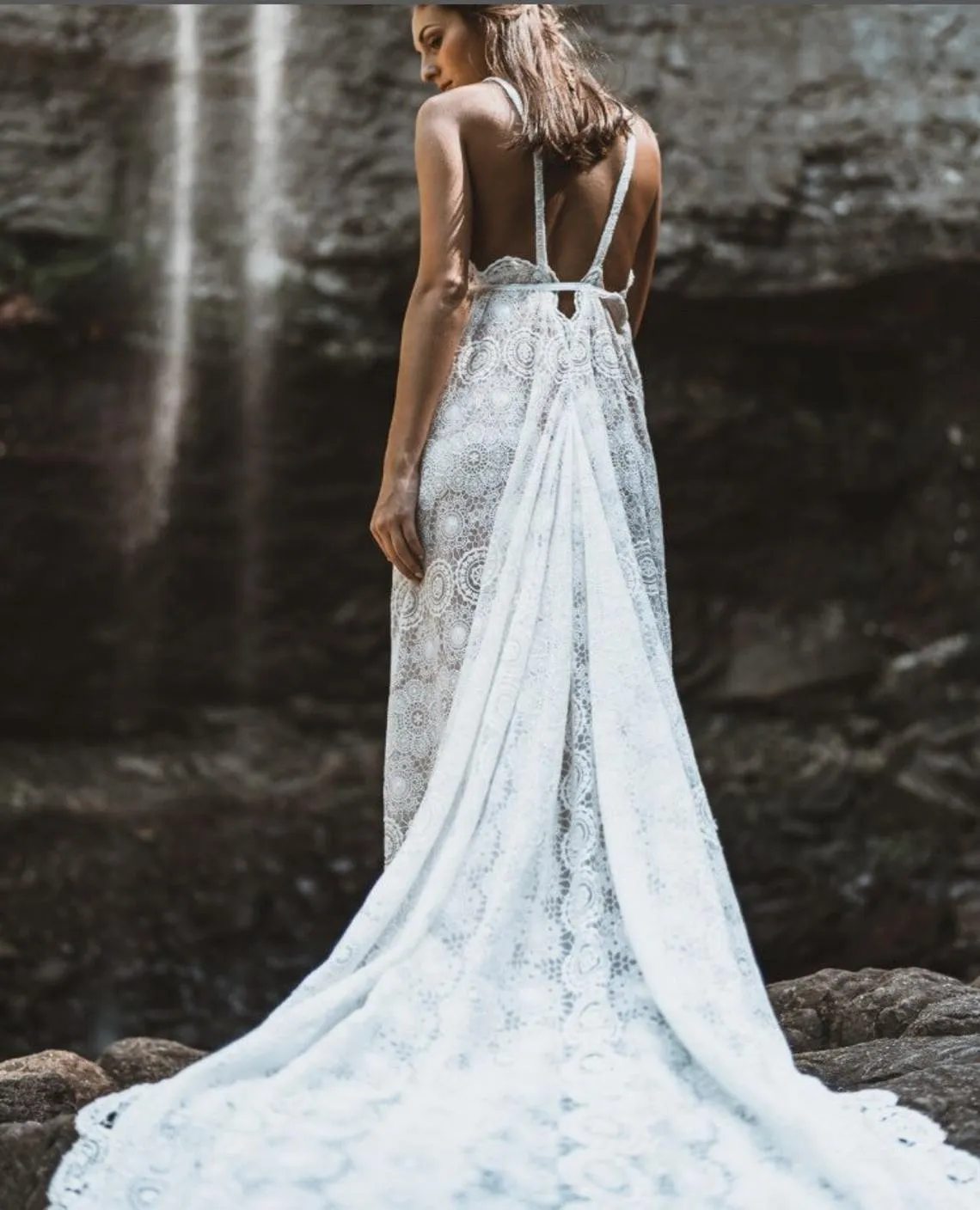 knee length dresses for ladies Mermaid Spaghetti Straps Rustic Wedding Dresses Backless Wedding Gowns –  SELINADRESS main image 0